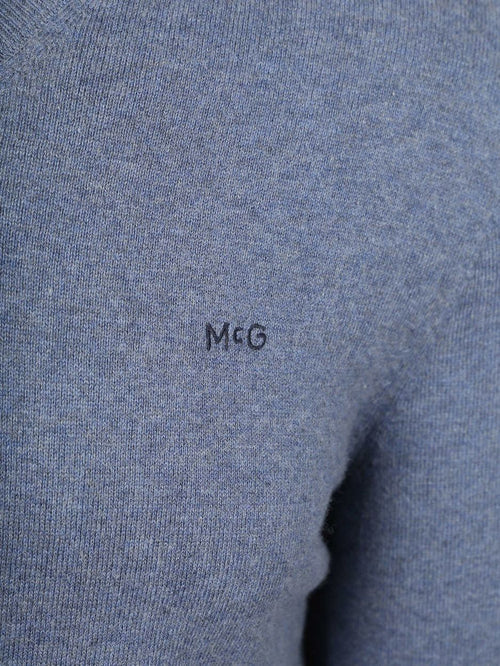 Trui merino blend v-hals vintage blauw
