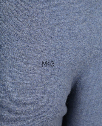 Trui merino blend v-hals vintage blauw