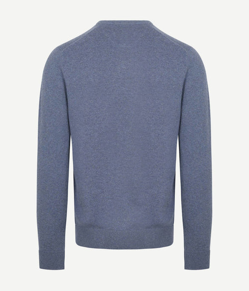 Trui merino blend v-hals vintage blauw