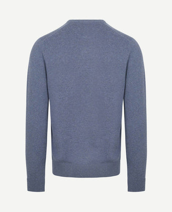 Trui merino blend v-hals vintage blauw