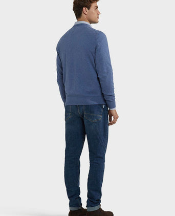 Trui merino blend v-hals vintage blauw