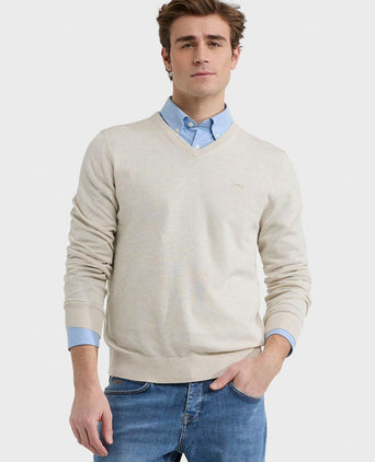 McGregor trui v-hals ecru | Regular-fit