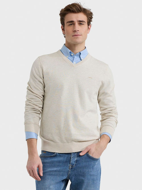 McGregor trui v-hals ecru | Regular-fit