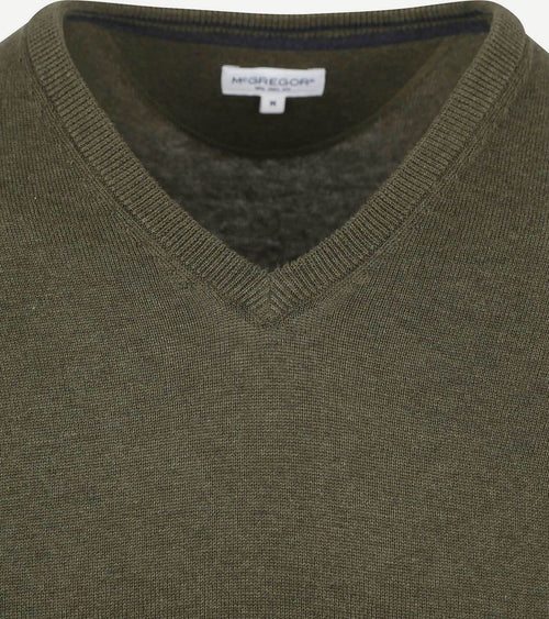 McGregor trui v-hals olijfgroen | Regular-fit