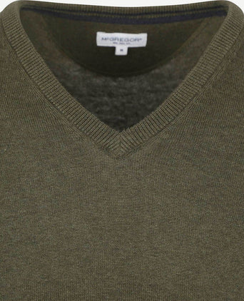 McGregor trui v-hals olijfgroen | Regular-fit