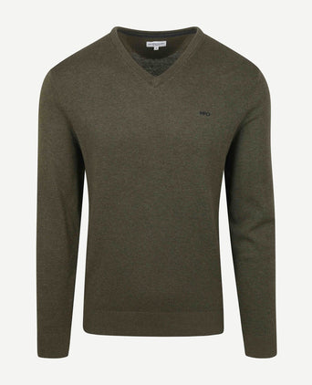 McGregor trui v-hals olijfgroen | Regular-fit