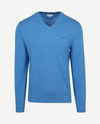 Trui v-hals sea blauw