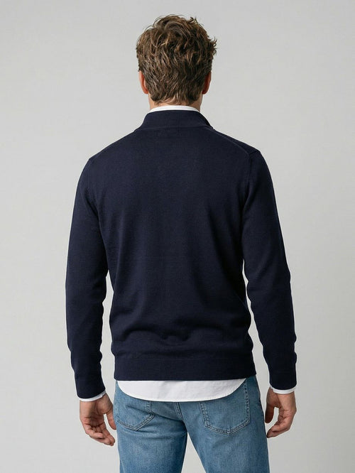 Vest cotton cashmere donkerblauw