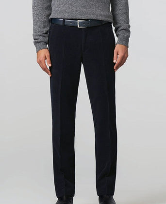 Meyer chino Roma wol corduroy donkerblauw | Regular-fit