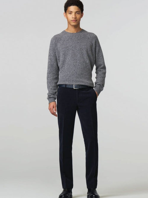 Meyer chino Roma wol corduroy donkerblauw | Regular-fit