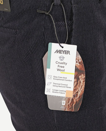 Meyer chino Roma wol corduroy donkerblauw | Regular-fit