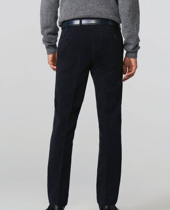 Meyer chino Roma wol corduroy donkerblauw | Regular-fit