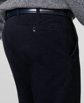Meyer chino Roma wol corduroy donkerblauw | Regular-fit