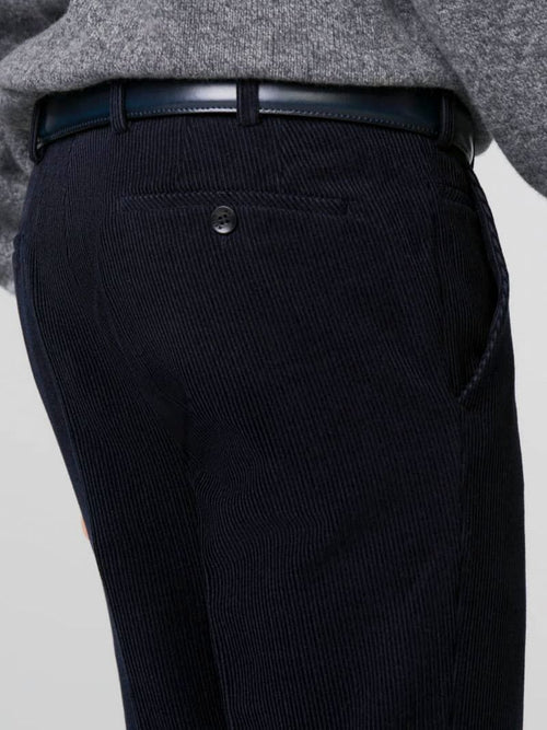 Meyer chino Roma wol corduroy donkerblauw | Regular-fit