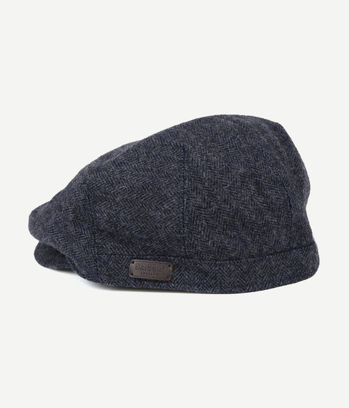 Barbour barlow flat cap herringbone donkerblauw