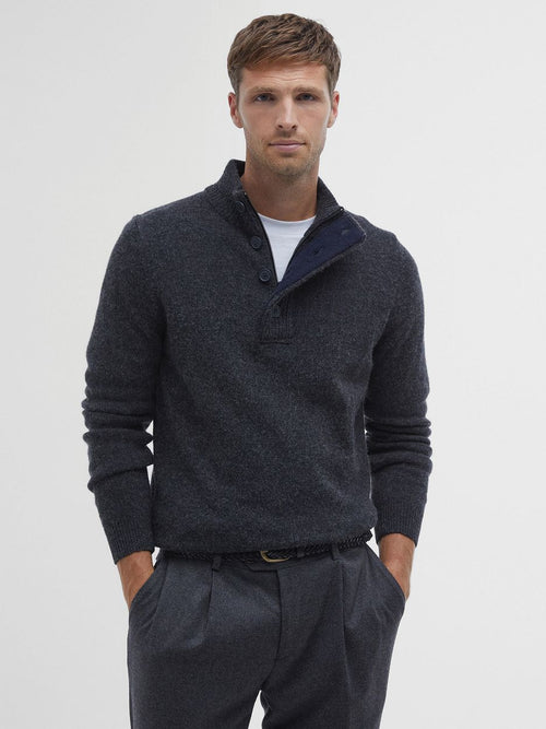 Trui wol patch antraciet