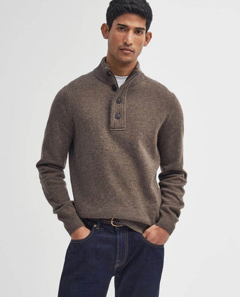 Barbour mocker trui wol taupe | Regular-fit