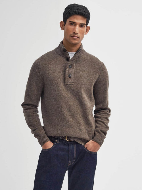 Barbour mocker trui wol taupe | Regular-fit