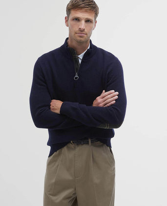 Barbour halve rits trui donkerblauw | Regular-fit