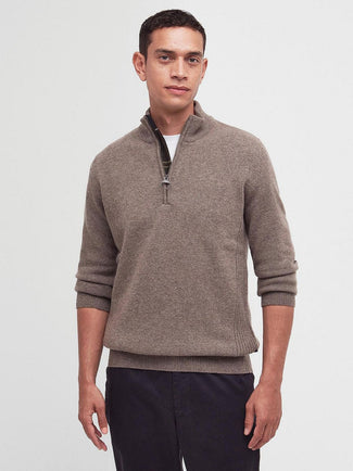Barbour halve rits trui wol taupe | Regular-fit Barbour halve rits trui wol taupe | Regular-fit