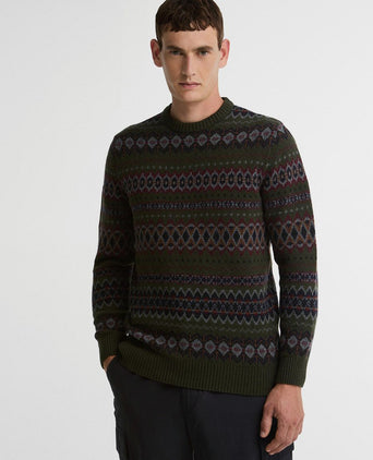 Fairisle trui wol donkergroen