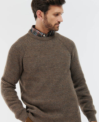 Barbour trui lamswol knitted bruin | Regular-fit