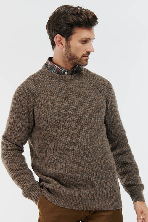 Barbour trui lamswol knitted bruin | Regular-fit