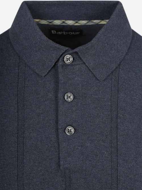 Wellburn knitted polo donkerblauw