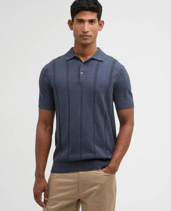 Wellburn knitted polo donkerblauw
