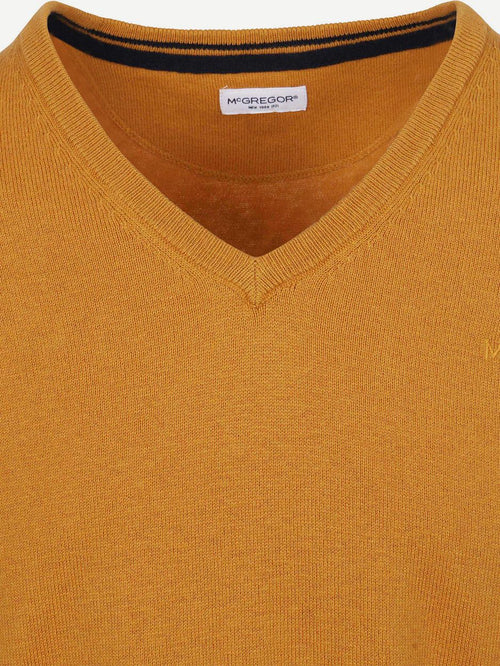 Trui merino blend v-hals geel