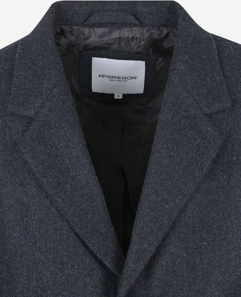 Coat wool herringbone donkerblauw