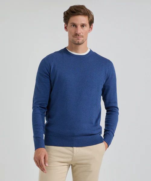 Trui merino blend donkerblauw