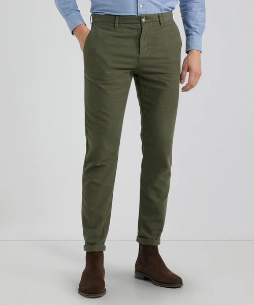 Chino moleskin olijfgroen