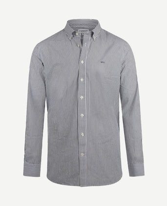 Overhemd poplin streep donkerblauw