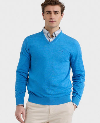 Trui v-hals sea blauw