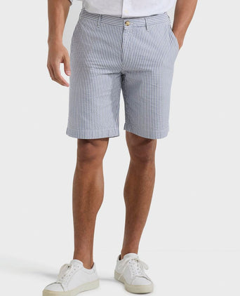 Shorts striped seersucker medium blue