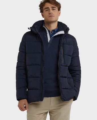 Jas hooded puffer donkerblauw