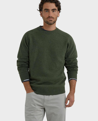 Trui lamswol melange sage groen