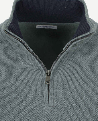 McGregor halve rits trui merino blend structure groen | Regular-fit