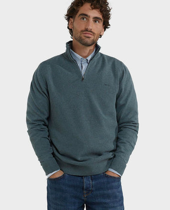 McGregor halve rits trui merino blend structure groen | Regular-fit