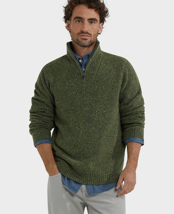 halve rits trui lamswol blend olive
