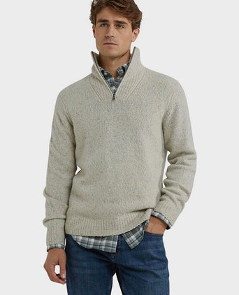 McGregor halve rits trui lamswol blend ecru | Regular-fit