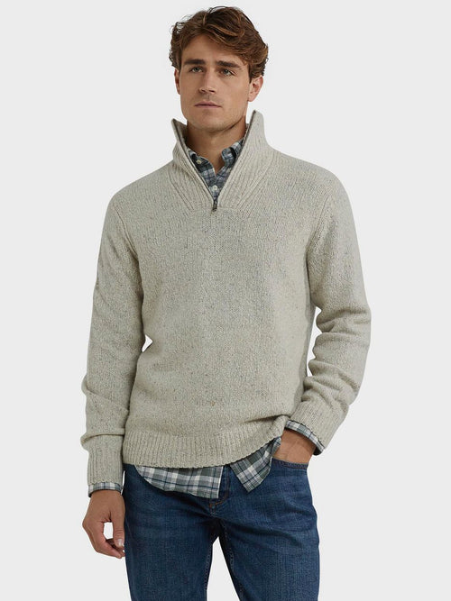 McGregor halve rits trui lamswol blend ecru | Regular-fit