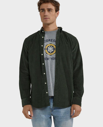 McGregor overhemd corduroy olijfgroen | Regular-fit