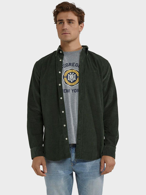 McGregor overhemd corduroy olijfgroen | Regular-fit