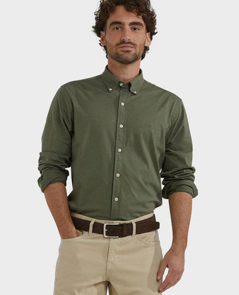 Overhemd piqué stretch groen