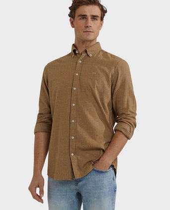 Overhemd flanel melange camel