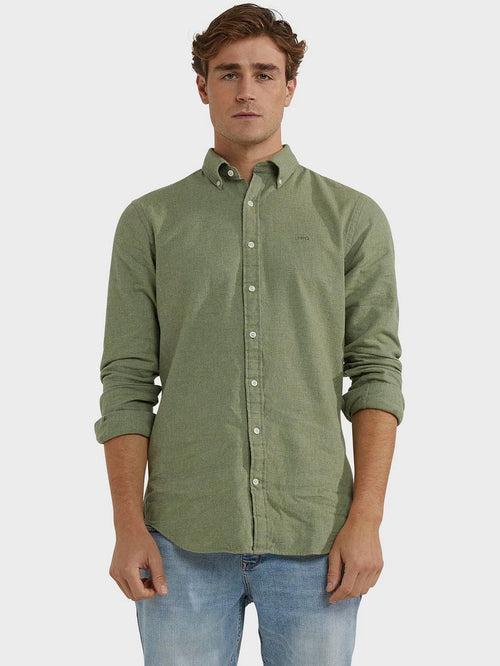 McGregor overhemd flanel melange sage groen | Regular-fit