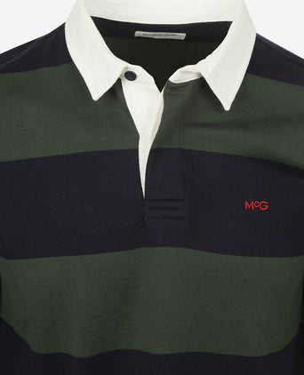 McGregor rugbyshirt streep donkerblauw olive | Regular-fit