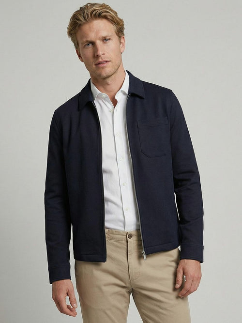 Overshirt piqué donkerblauw